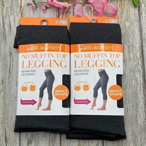 Women’s No Muffin Top Twill Seamless Shaping Cropped Leggings 2-Pack Size XS